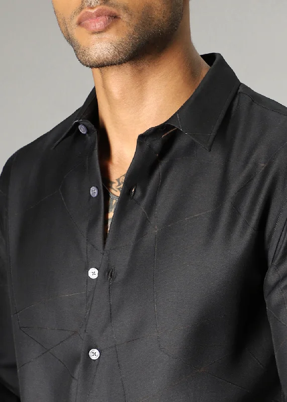 Men's Bold-Color Shirts for a Statement PieceBlack Laser Cut Shirt