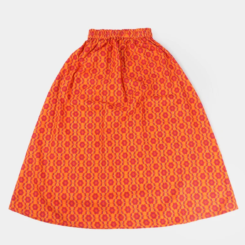 Men's Running Pants for ExerciseGirls Cotton Long Skirt 9001-Orange
