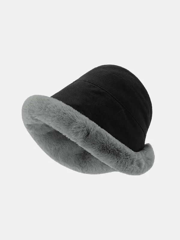 All-Weather Fishing HatsPlush Thick Rolled Edge Bucket Hat