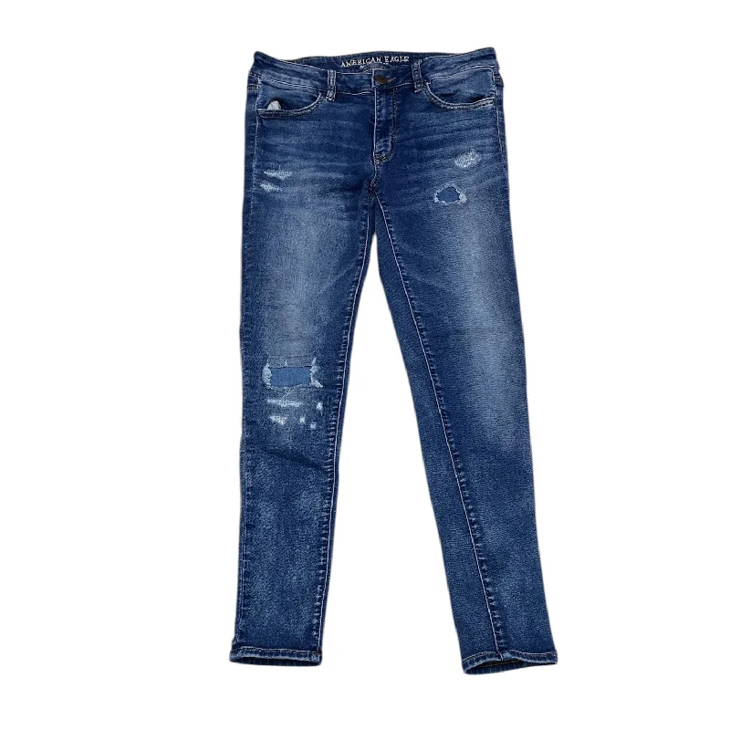 Designer Skinny Men's JeansJeans Jeggings By American Eagle In Blue Denim, Size: 8