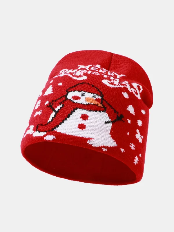 Women's Beanie CapsSnowman Pattern Jacquard Knitted Hat