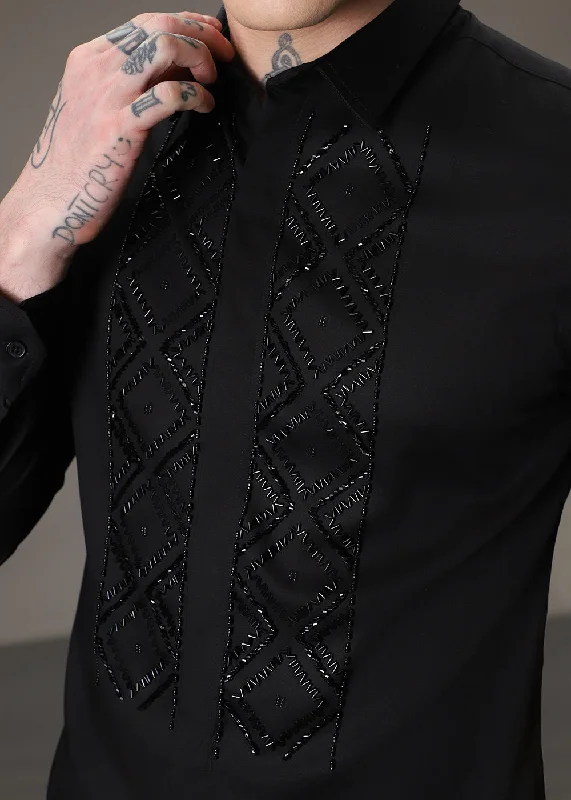 Men's Luxury Shirts for High-End FashionBeadazzleClub Black Designer Shirt