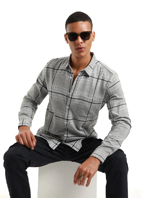 Men's Cowboy Shirts for Western StyleMelange Glacier Grey Check Shirt