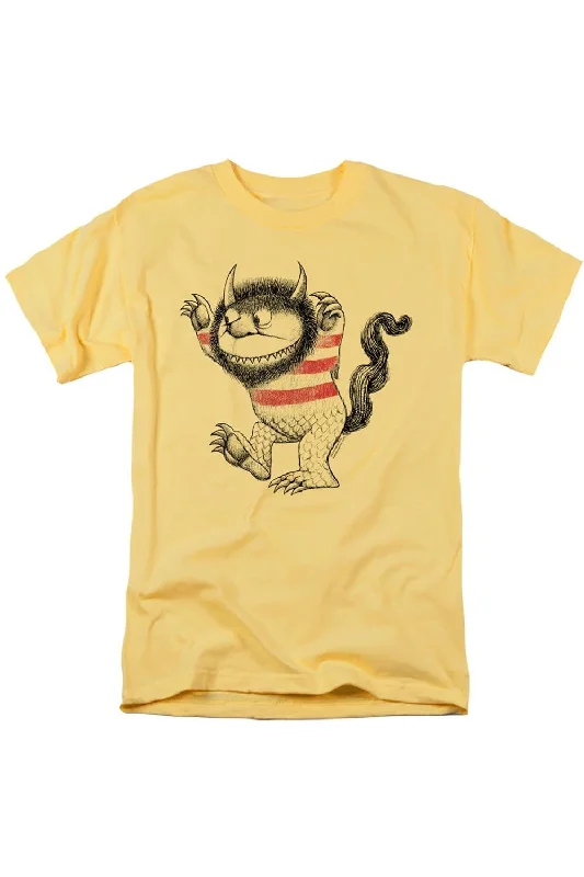 Men's Shirts with Hook-and-Loop ClosuresWhere The Wild Things Are Line Art Short Sleeve Adult Tee / T-Shirt