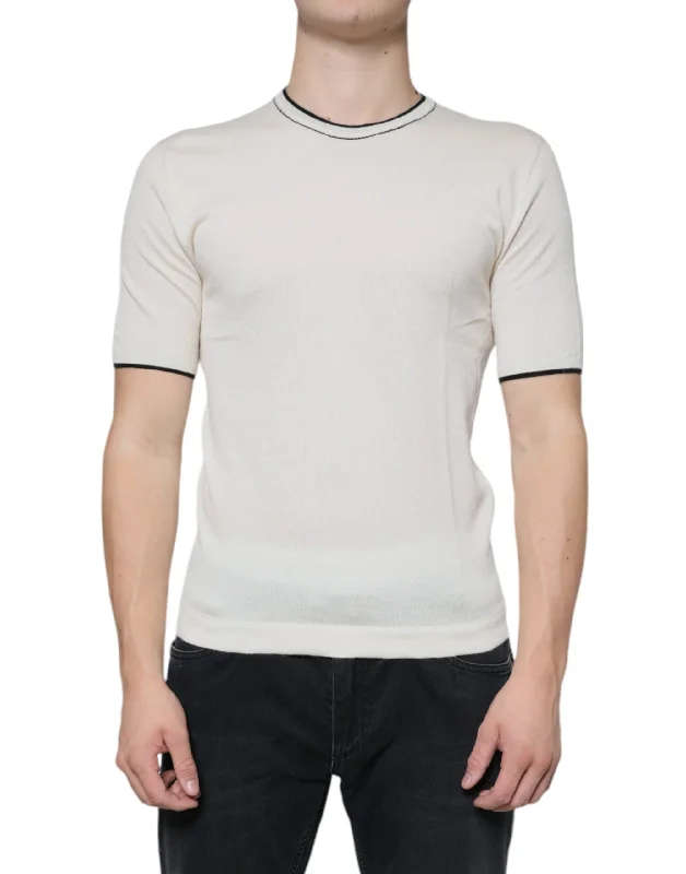 Men's Shirts with UV ProtectionDolce & Gabbana ivory Cashmere Short Sleeves Men's T-shirt Men's Shirts with UV ProtectionDolce & Gabbana ivory Cashmere Short Sleeves Men's T-shirt