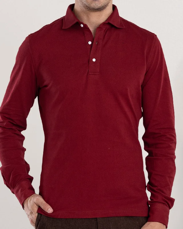 Men's Long-Sleeved ShirtsMaroon Polo T-Shirt