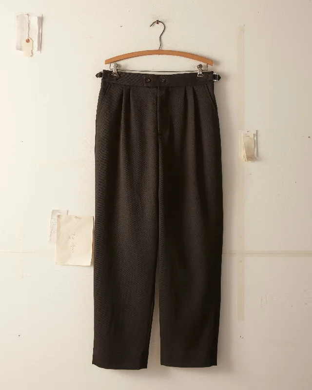 Men's Pants with Embroidered DesignsTwill Double Button Trousers - Black