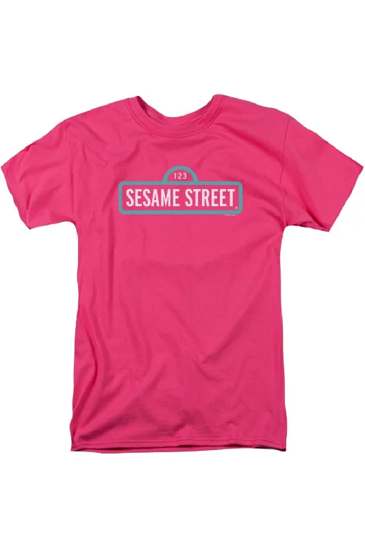 Men's Shirts with Surplice HemlinesSesame Street Alt Logo Short Sleeve Adult Tee / T-Shirt Men's Shirts with Surplice HemlinesSesame Street Alt Logo Short Sleeve Adult Tee / T-Shirt