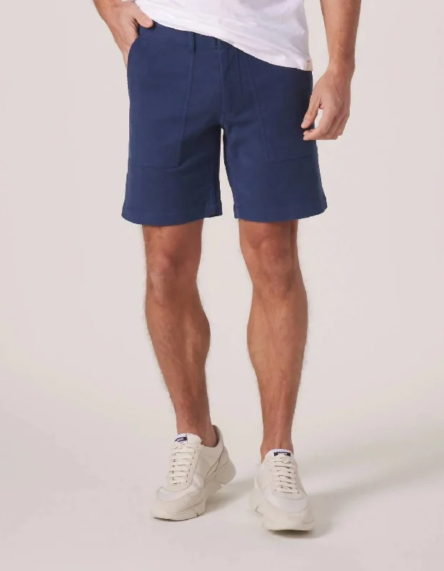 Men's Pants with Belt LoopsTailored Terry Utility Short In Dark Blue