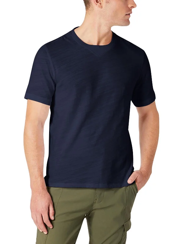 Men's Shirts with Snap ButtonsMens Crewneck Ribbed Trim T-Shirt