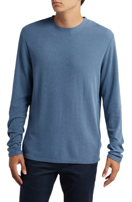 Men's Shirts with Pleated HemlinesClive Waffle Knit Tee In Bering Sea