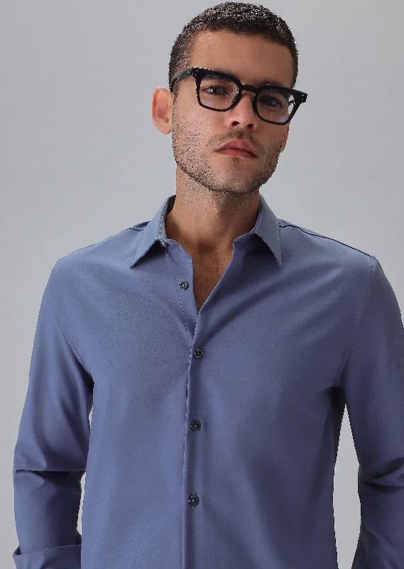 Men's Long-Sleeve Shirts for Year-Round WearMelange Blue Wrinkle Free Shirt