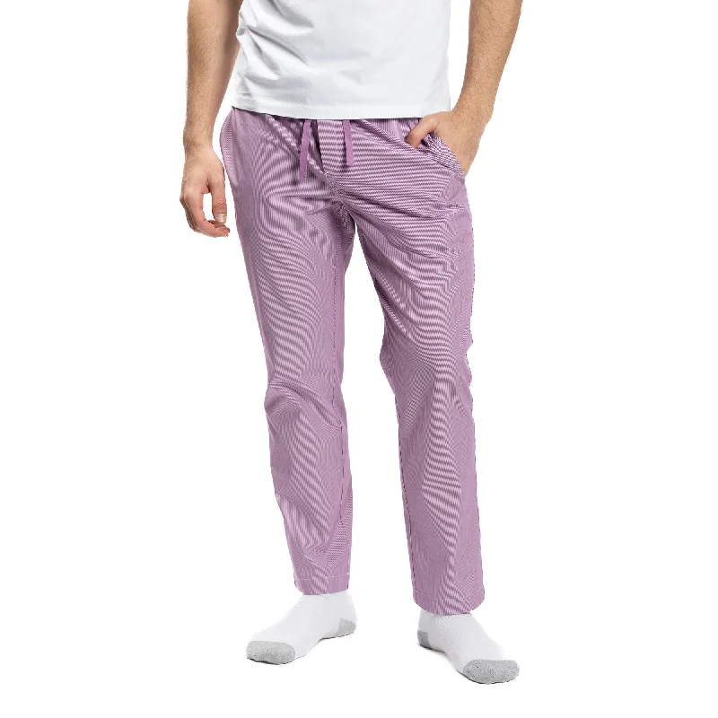 Men's Corduroy Pants for FallCotton Pajama Pants - Burgundy Pinstripe