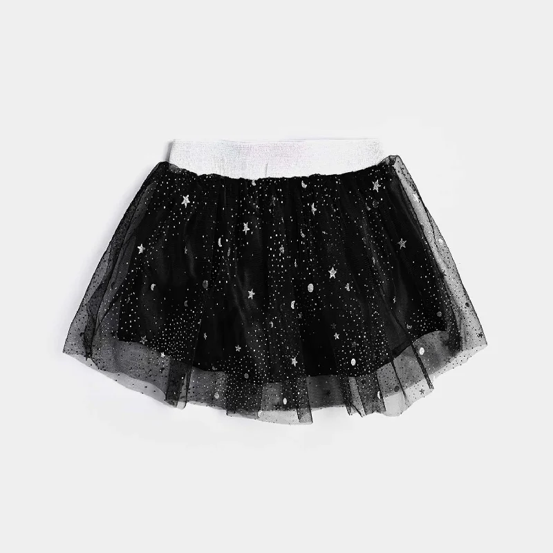 Comfortable Men's JoggersInfant Girls Poly Net Short Skirt Black Glitter Star-BLACK