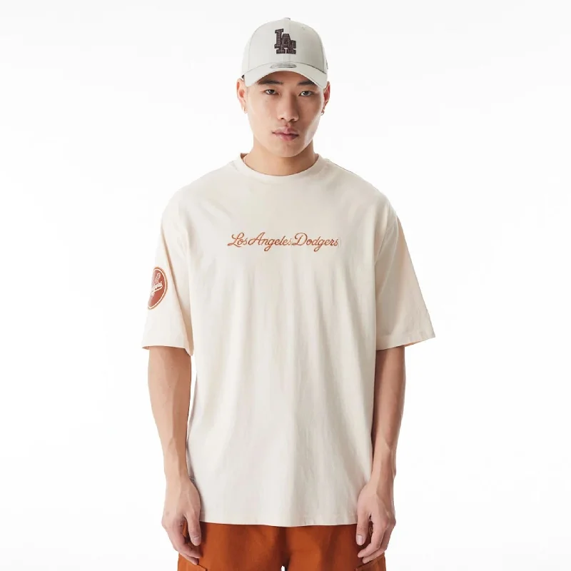 Men's Shirts with Adjustable CuffsLA Dodgers MLB Tartan Infill Light Beige Oversized T-Shirt Men's Shirts with Adjustable CuffsLA Dodgers MLB Tartan Infill Light Beige Oversized T-Shirt