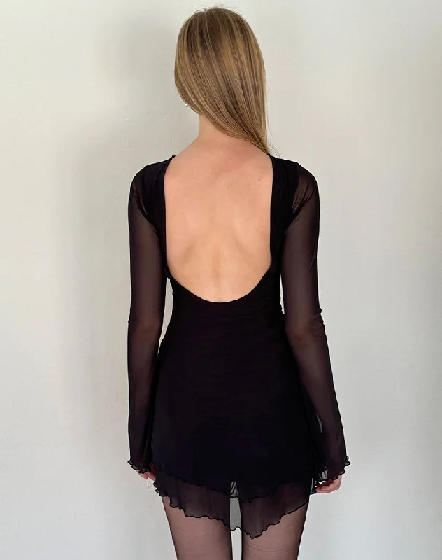 Dazn Backless Mini Dress in Black