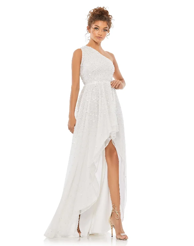 Embellished One Shoulder Hi-Lo Gown