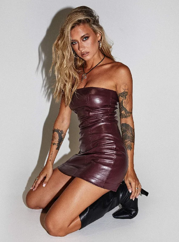 Hailey Strapless Mini Dress Burgundy