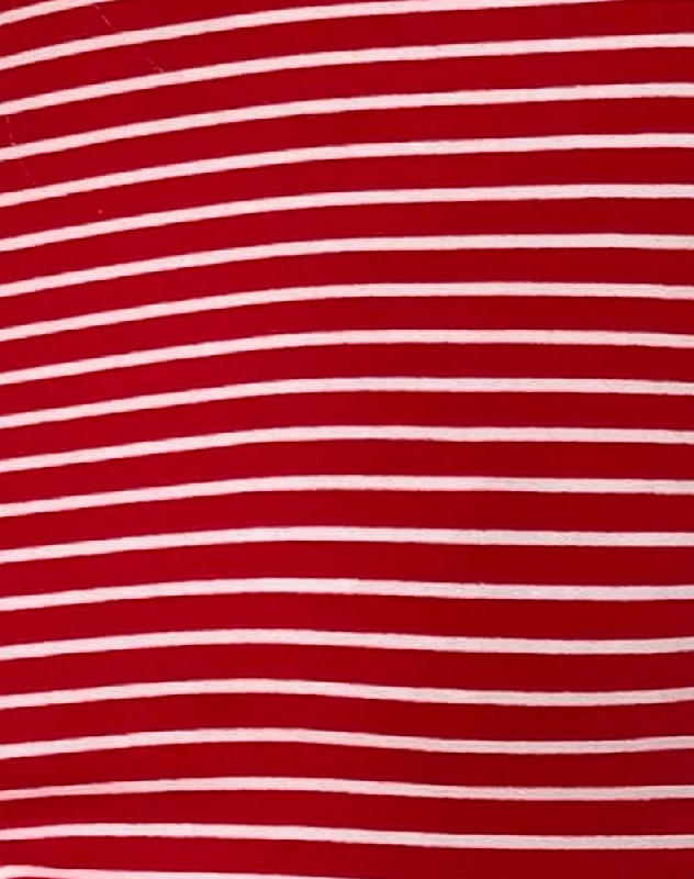 Masha Mini Dress in Red and White Stripe Jersey