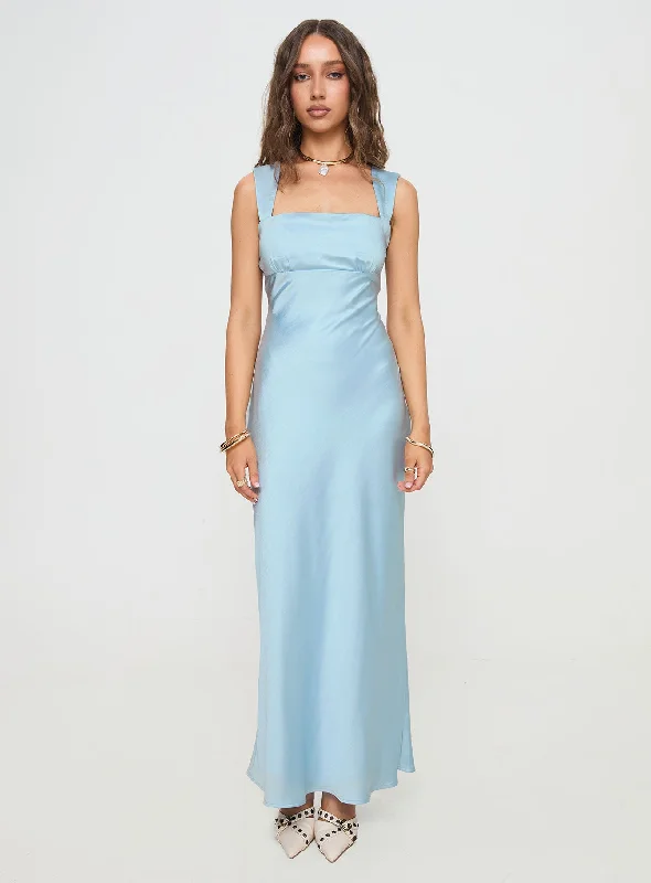 Radioactive Bias Cut Maxi Dress Ice Blue