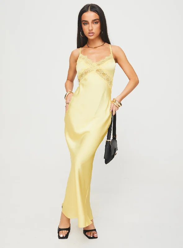 Treasure Bias Cut Maxi Dress Lemon