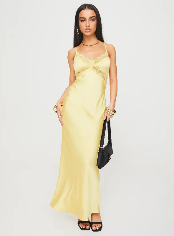 Treasure Bias Cut Maxi Dress Lemon