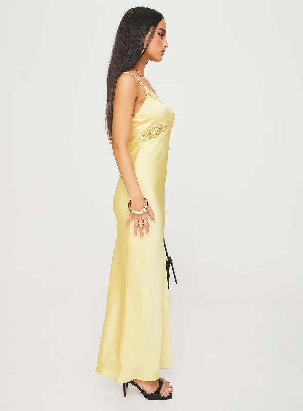 Treasure Bias Cut Maxi Dress Lemon