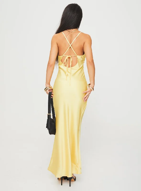 Treasure Bias Cut Maxi Dress Lemon