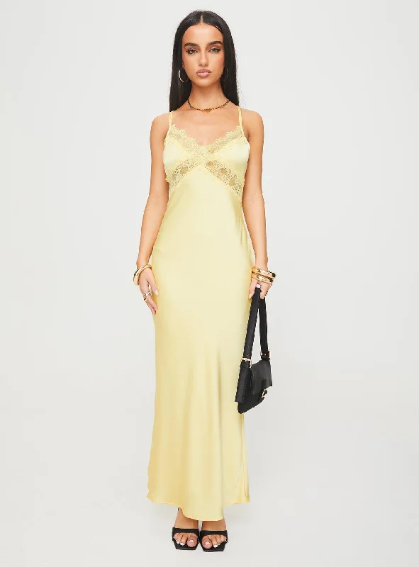 Treasure Bias Cut Maxi Dress Lemon