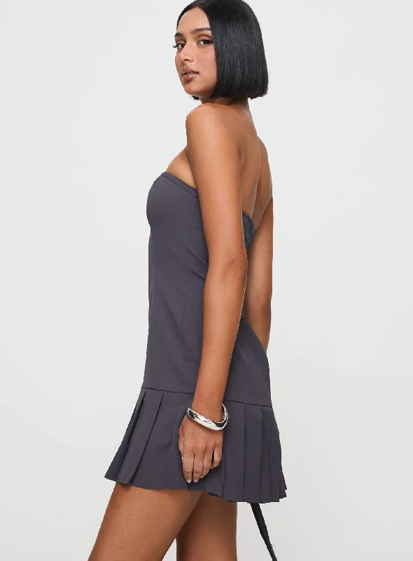 Twin Flame Strapless Mini Dress Slate Grey