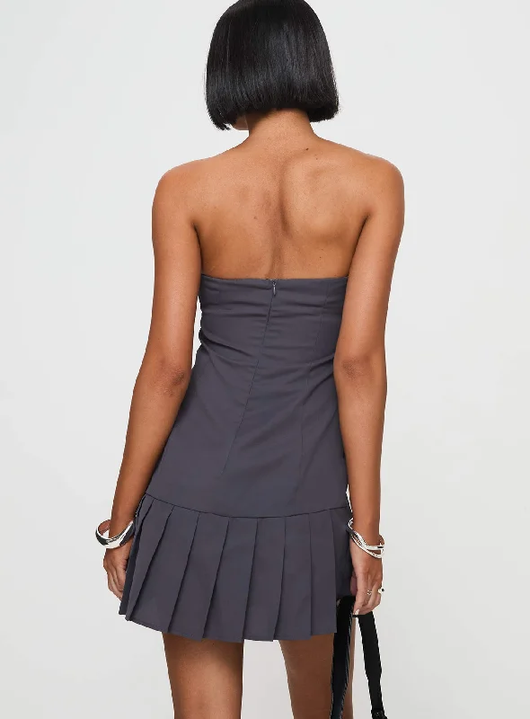 Twin Flame Strapless Mini Dress Slate Grey