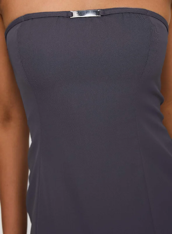 Twin Flame Strapless Mini Dress Slate Grey