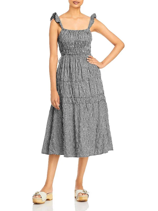 Womens Check Print Mid Calf Sundress