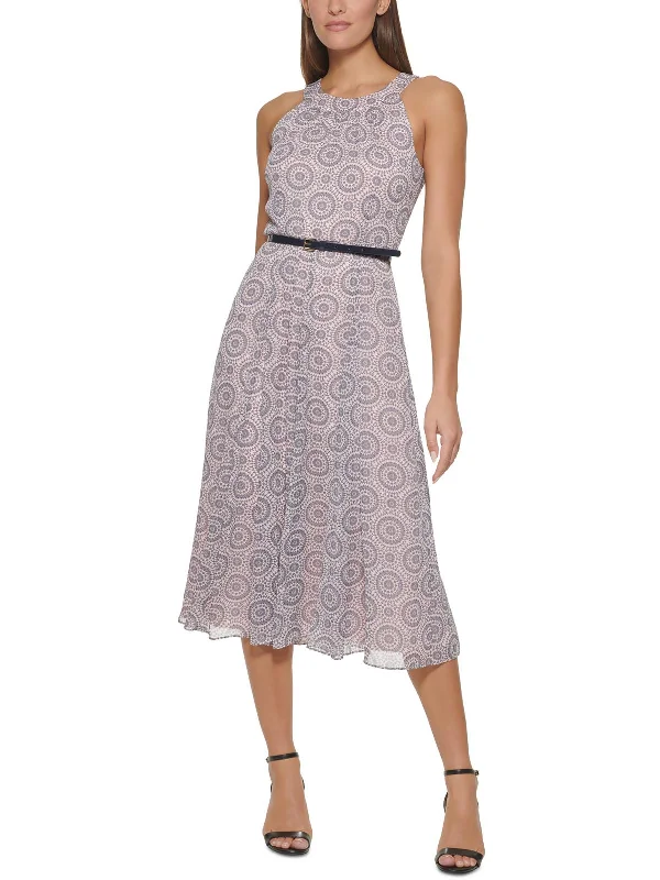 Womens Printed Calf Midi Dress