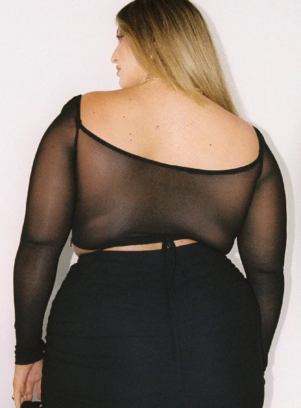 Beverly Long Sleeve Top Black Curve