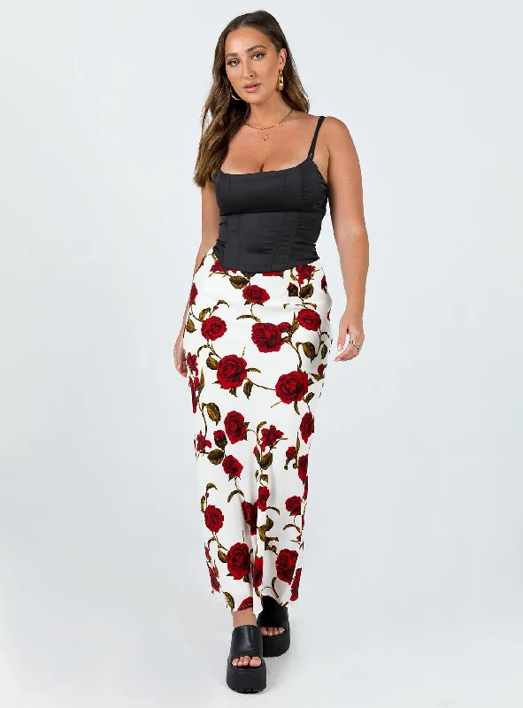 Jodie Maxi Skirt White Floral