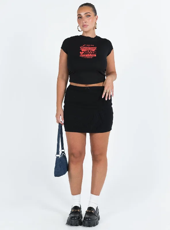 Kael Mid Rise Mini Skirt Black