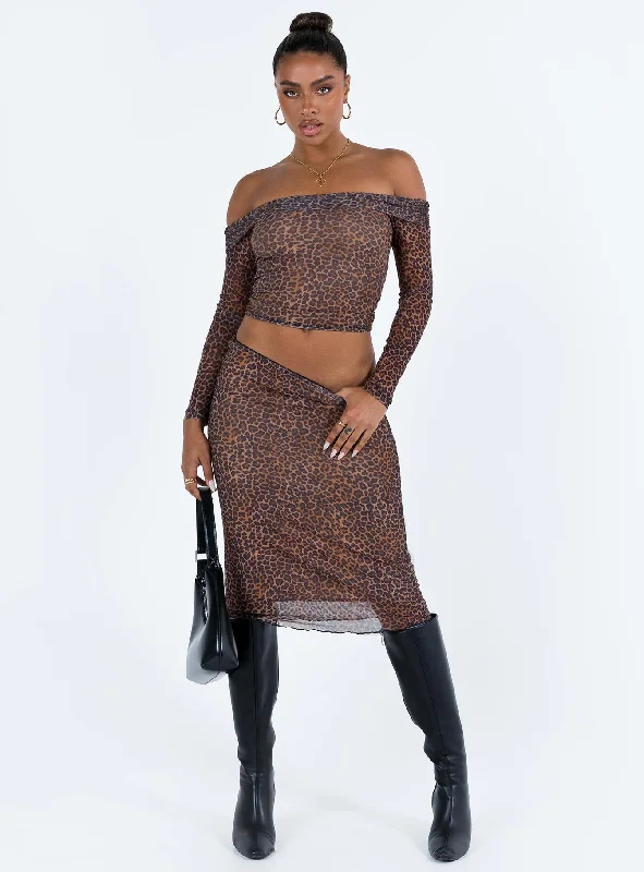 Rujha Midi Skirt Leopard