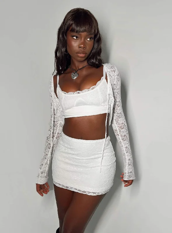 Sorrento Lace Mini Skirt White