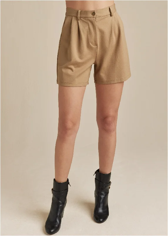 Sleeveless blazer short set - Camel