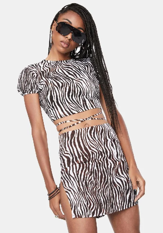 Zebra Vertical Shenka Mini Skirt