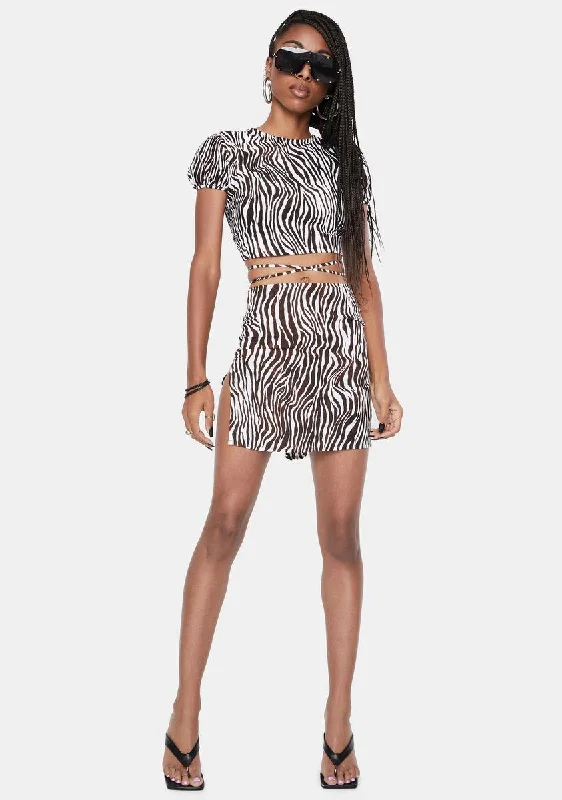 Zebra Vertical Shenka Mini Skirt