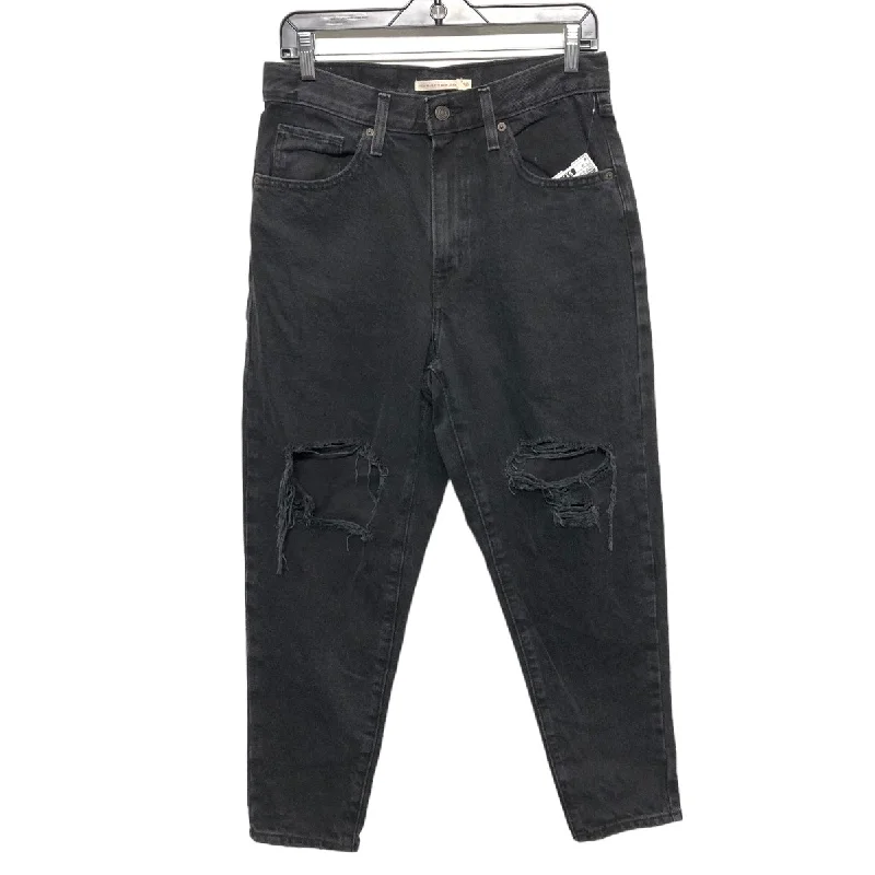 Jeans Straight By Levis In Black Denim, Size: 10