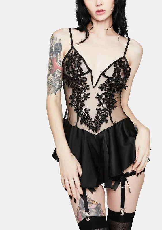 Black Fresh As A Daisy Floral Babydoll