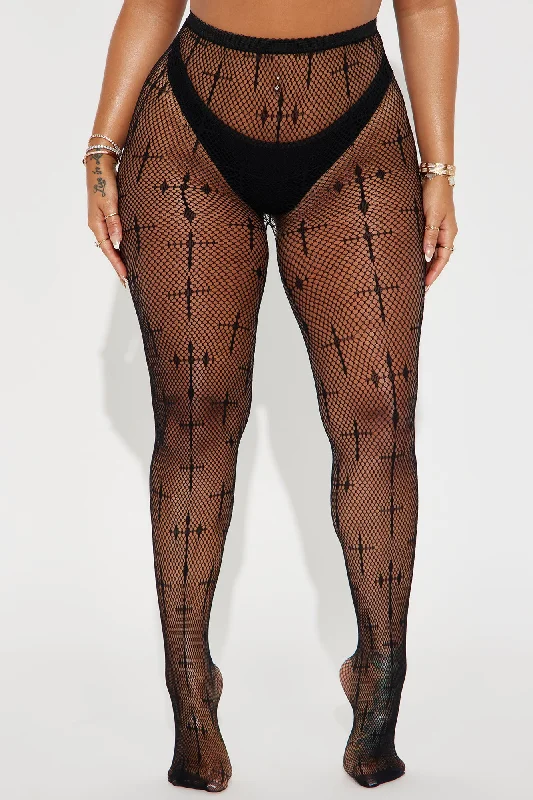 Caught Up Fishnet Tights - Black