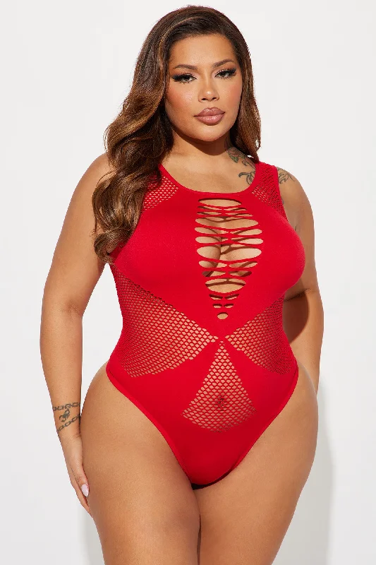 Come Over Tonight Teddy Bodystocking - Red