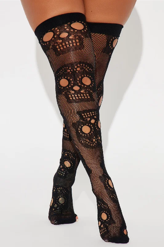 Dead To Me Net Thigh Highs - Black