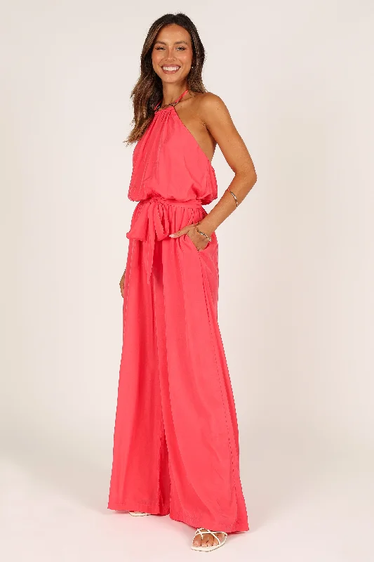 Dionne Halter Jumpsuit - Flamingo