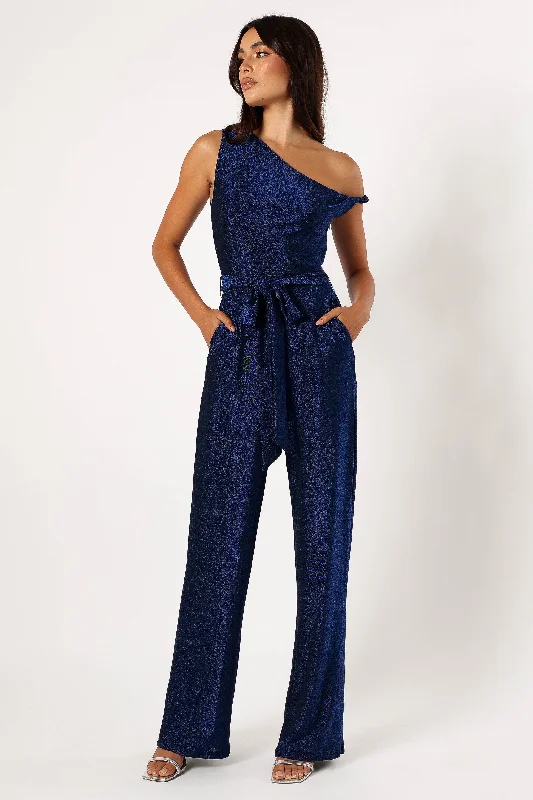 Katarina Off Shoulder Jumpsuit - Midnight Blue