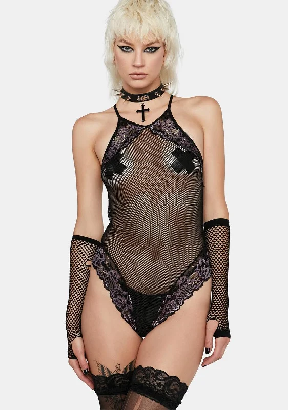 Lights Out Fishnet Teddy